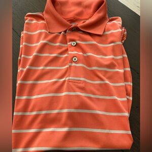 PGA Tour Orange Striped Polo Shirt